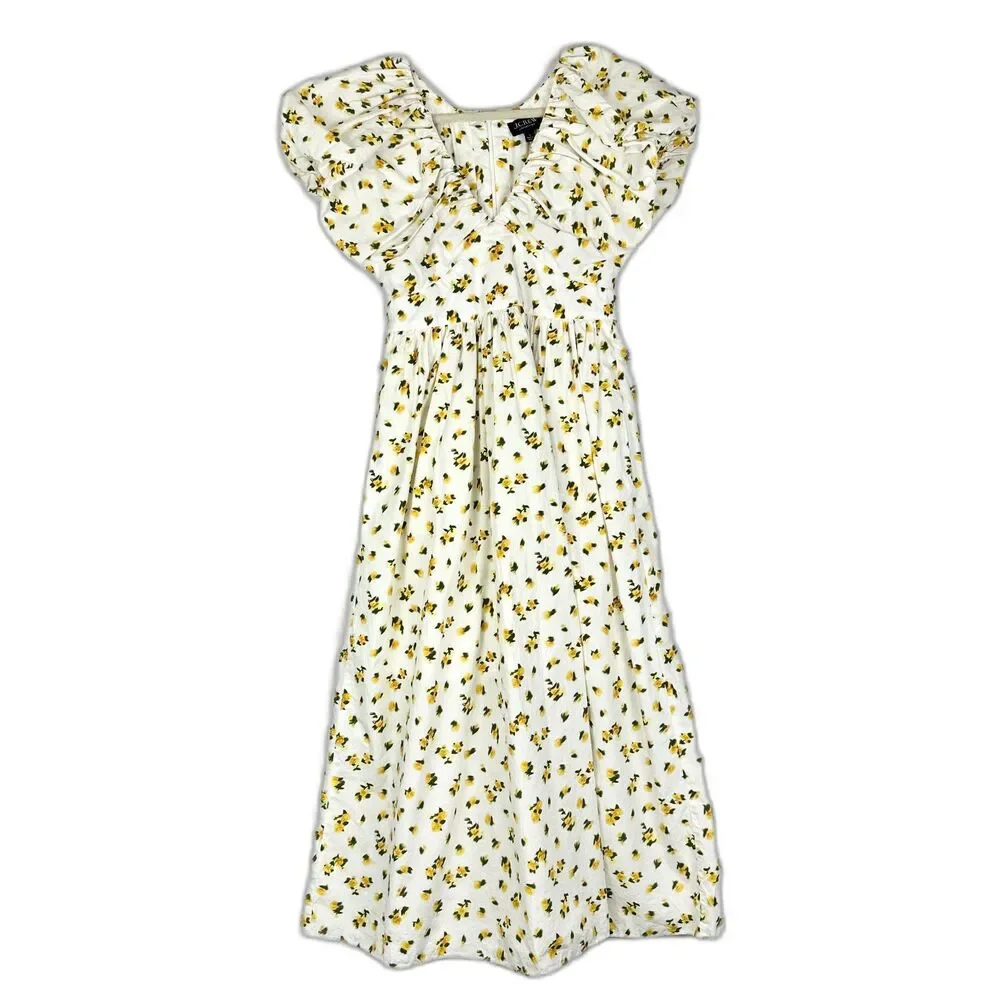 J.Crew Collection Cecily Dress in Budding Rose Print Size 6 Midi Length Pockets - Picture 4 of 10